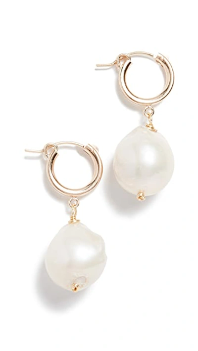 Shop Brinker & Eliza Back To Basics Huggie Earrings In Gold/pearl