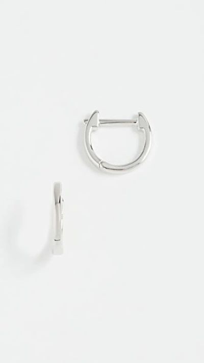 Shop Ef Collection 14k Gold Mini Huggie Earrings In White Gold