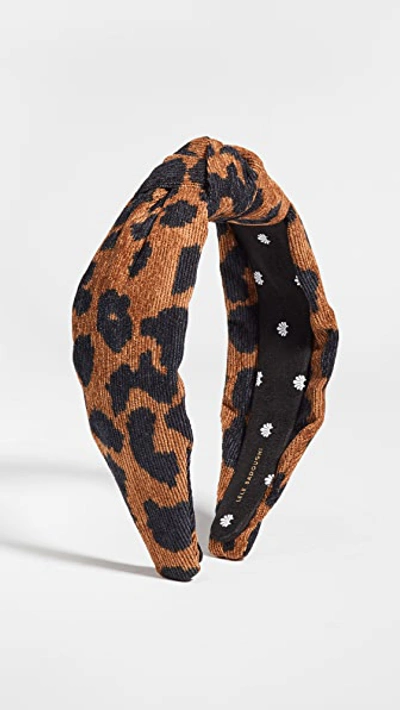 Shop Lele Sadoughi Corduroy Knotted Headband In Leopard Corduroy