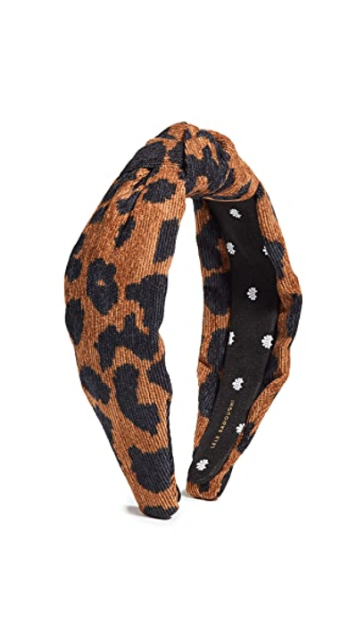 Shop Lele Sadoughi Corduroy Knotted Headband In Leopard Corduroy