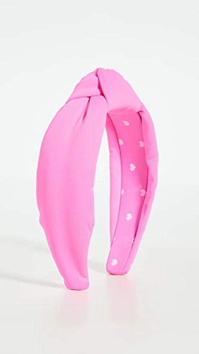 Shop Lele Sadoughi Neoprene Knotted Headband Magenta