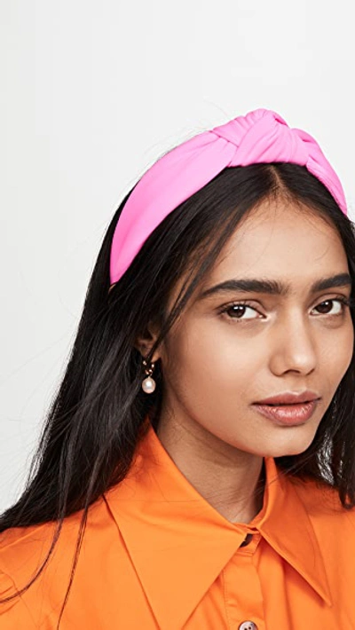 Lele Sadoughi Scuba Knit Knotted Headband In Magenta