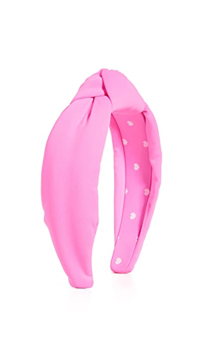 Shop Lele Sadoughi Neoprene Knotted Headband Magenta