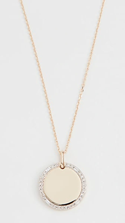 Shop Adina Reyter 14k Round Pavé + Baguette Dog Tag Necklace In Yellow