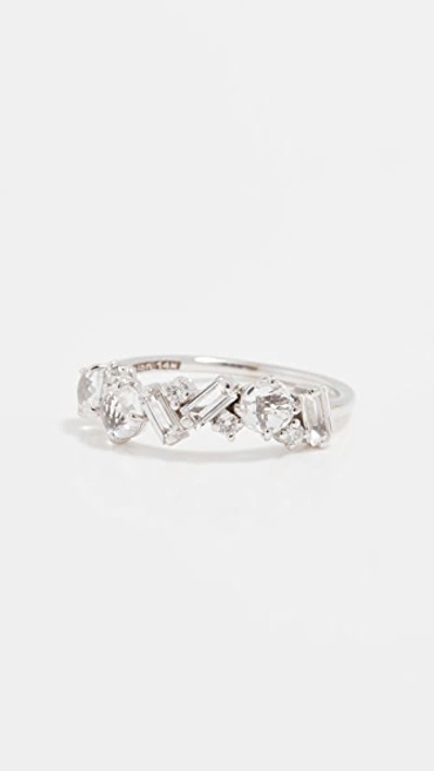 Shop Kalan By Suzanne Kalan White Topaz And Diamond Cluster Ring In White Gold/white Topaz