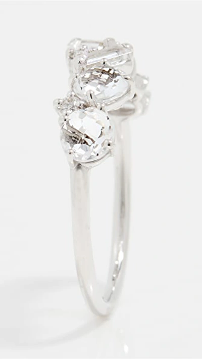 Shop Kalan By Suzanne Kalan White Topaz And Diamond Cluster Ring In White Gold/white Topaz