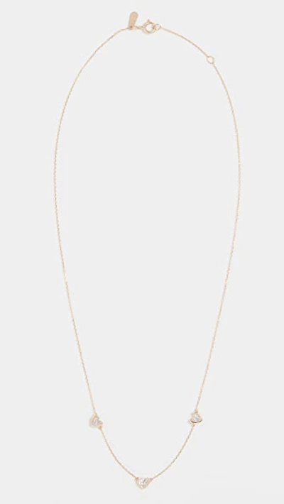 14k Pavé Folded Heart Chain Necklace