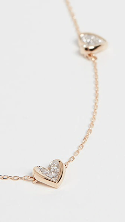 14k Pavé Folded Heart Chain Necklace