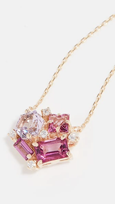Shop Kalan By Suzanne Kalan Cluster Necklace In Yellow Gold/rhodolite/pink