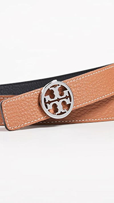 Shop Tory Burch 1" Miller Reversible Belt In Black/silver