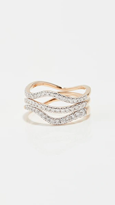 Shop Adina Reyter Pave Wave Rings In 14k Yellow Gold