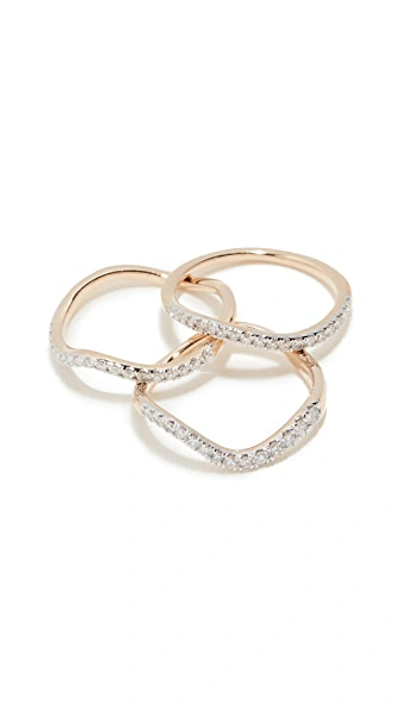 Shop Adina Reyter Pave Wave Rings In 14k Yellow Gold
