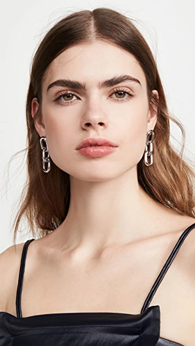 Shop Theia Jewelry Melia Large Rounded Paper Clip Trip Earrings In White Gold