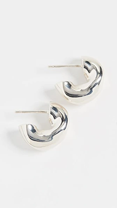 Shop Agmes Small Dahlia Hoops In Sterling Silver