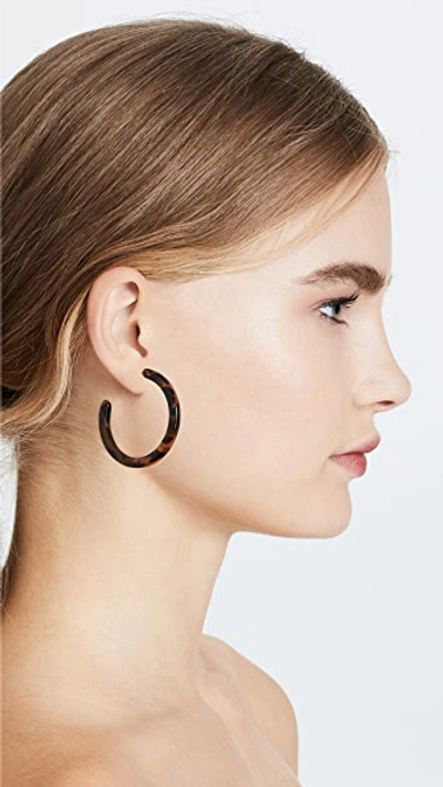 Shop Shashi Leah Hoop Earrings In Tortoise