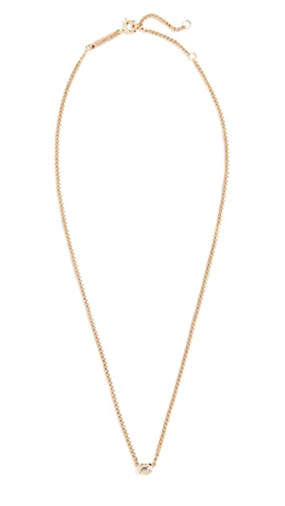 Shop Zoë Chicco 14k Gold Bezel Emerald Cut Diamond Necklace In Yellow