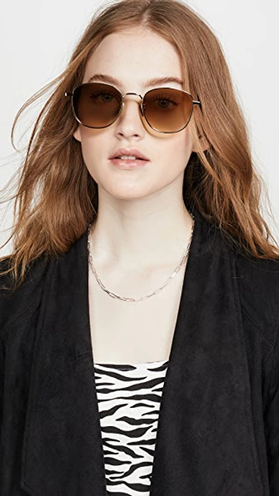 Shop Saint Laurent Sl 299 Metal Sunglasses In Gold/gradient Brown