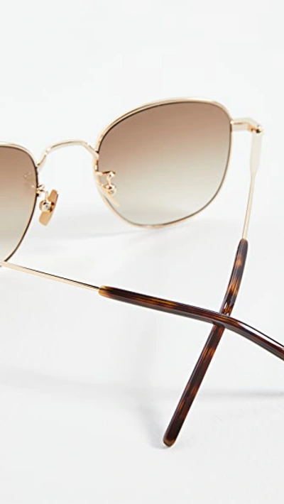 Shop Saint Laurent Sl 299 Metal Sunglasses In Gold/gradient Brown