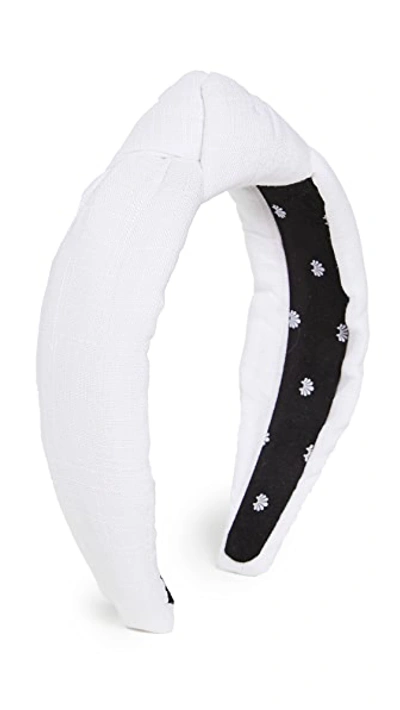 Shop Lele Sadoughi Linen Knotted Headband In White