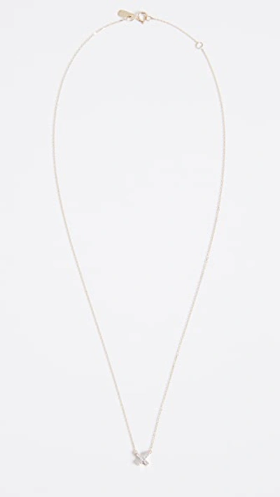 14k Gold Super Tiny Solid Pave X Necklace