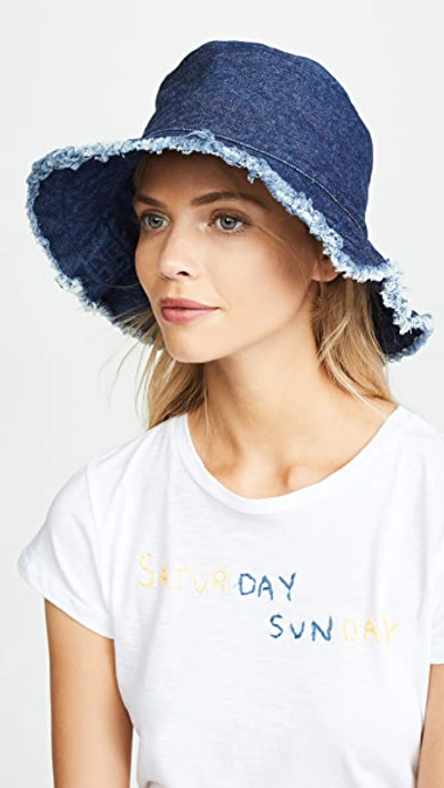 Shop Hat Attack Frayed Edge Crusher Hat In Dark Denim