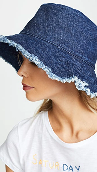 Shop Hat Attack Frayed Edge Crusher Hat In Dark Denim