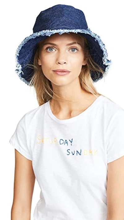 Shop Hat Attack Frayed Edge Crusher Hat In Dark Denim