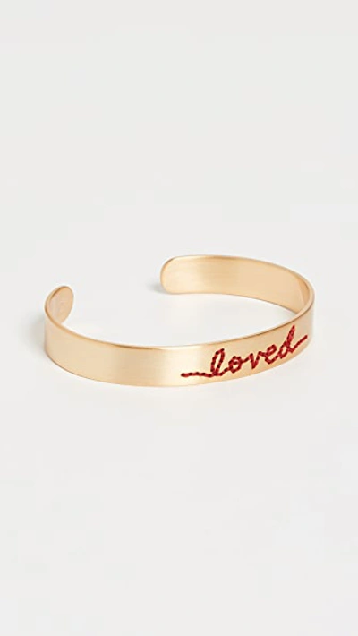 Shop Roxanne Assoulin Loved - Stitched Cuff In Gold/red