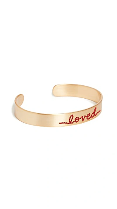 Shop Roxanne Assoulin Loved - Stitched Cuff In Gold/red