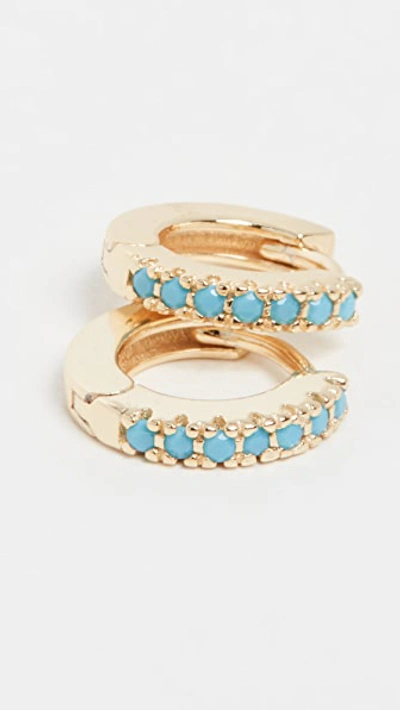 Shop Adinas Jewels Turquoise Huggie Earrings