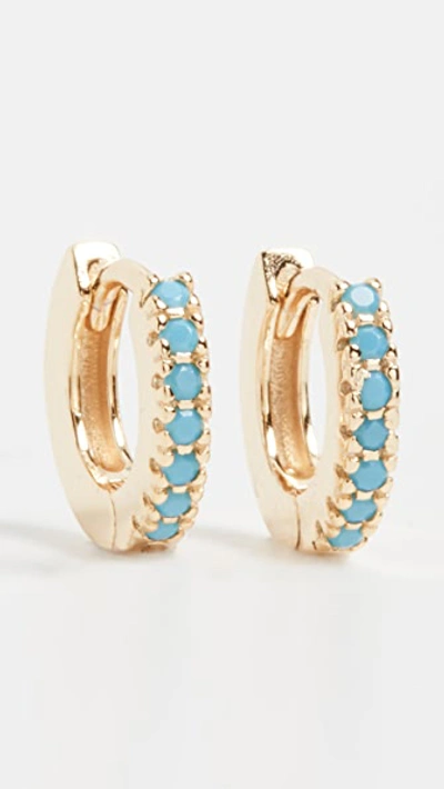 Shop Adinas Jewels Turquoise Huggie Earrings