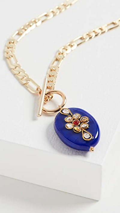 Shop Shashi Raajkumaari Necklace In Gold/blue