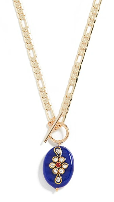 Shop Shashi Raajkumaari Necklace In Gold/blue