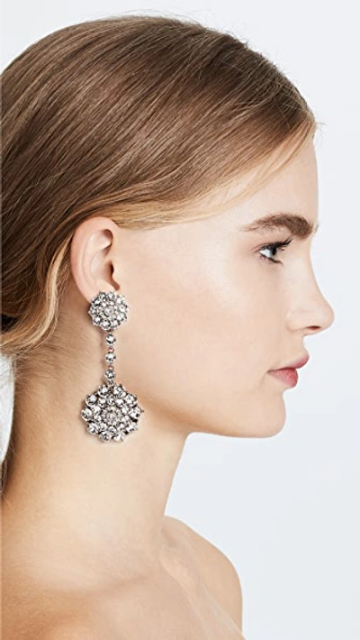 Shop Oscar De La Renta Classic Jeweled Drop Earrings In Crystal/silver