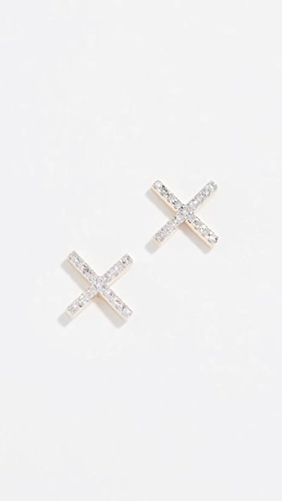 Shop Adina Reyter 14k Gold Pave X Post Earrings