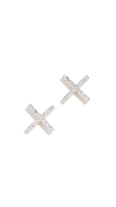 Shop Adina Reyter 14k Gold Pave X Post Earrings