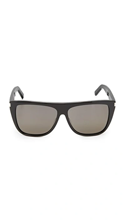 Shop Saint Laurent Sl 1 Mineral Glass Sunglasses In Black/smoke