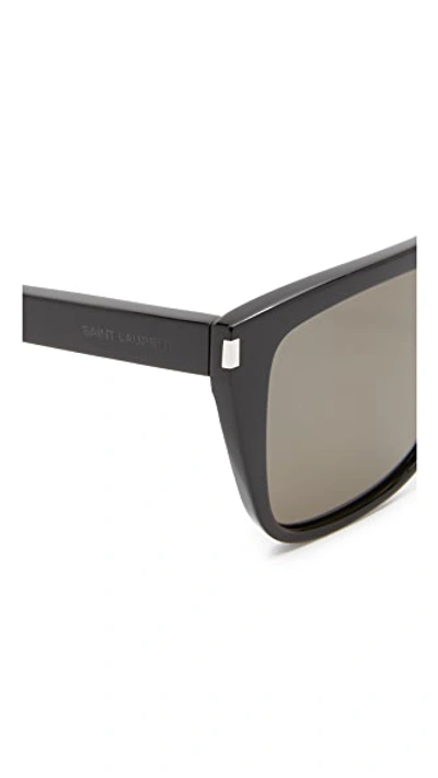 Shop Saint Laurent Sl 1 Mineral Glass Sunglasses In Black/smoke