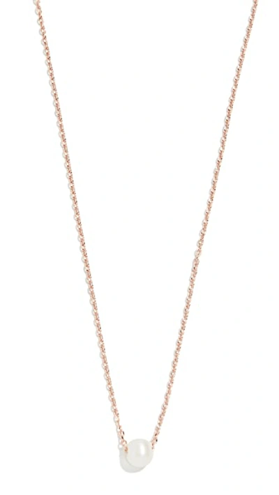 Shop Cloverpost Freshwater Cultured Pearl Necklace In Rose Gold/pearl