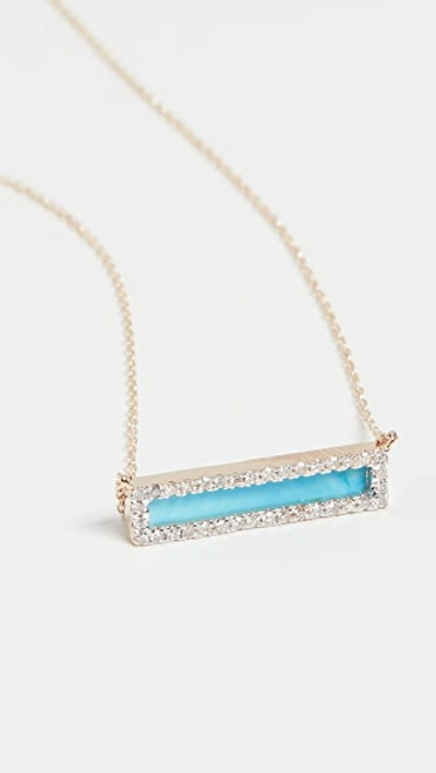 Turquiose + Diamond Bar Necklace