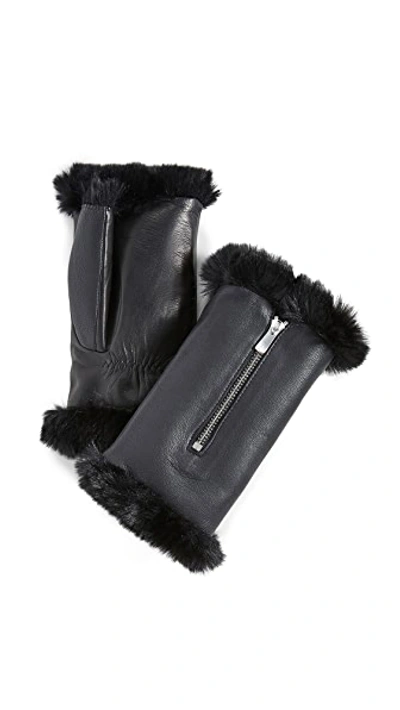 Shop Agnelle Barbara Fingerless Gloves In Noir