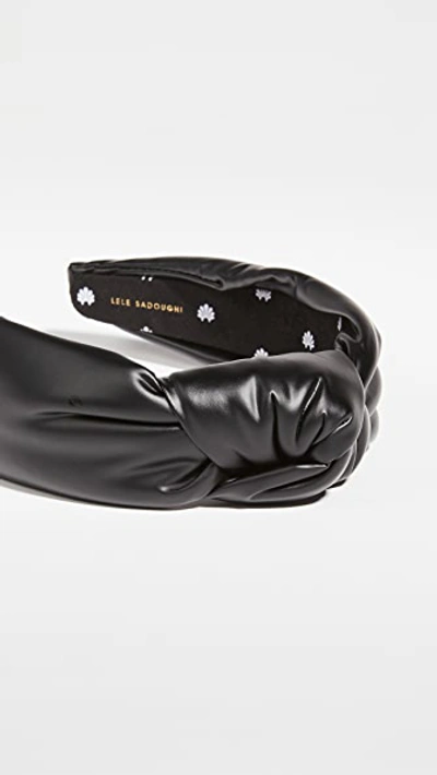 Shop Lele Sadoughi Faux Leather Knotted Headband Black Leather