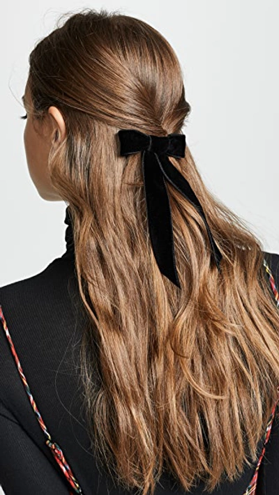 Jennifer Behr Darla Satin Bow Hair Clip In Black