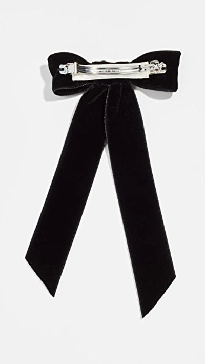 Jennifer Behr Darla Satin Bow Hair Clip In Black