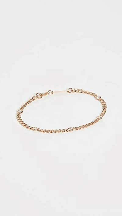 Shop Zoë Chicco 14k Small Curb Chain Bracelet With 5 Floating Diamonds