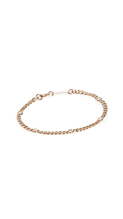 Shop Zoë Chicco 14k Small Curb Chain Bracelet With 5 Floating Diamonds