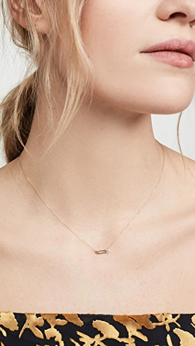 Shop Adina Reyter 14k Super Tiny Pave Safety Pin Necklace In 14k Yellow Gold