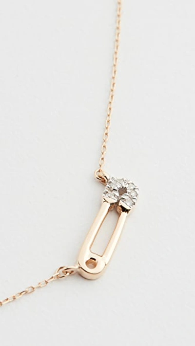 Shop Adina Reyter 14k Super Tiny Pave Safety Pin Necklace In 14k Yellow Gold