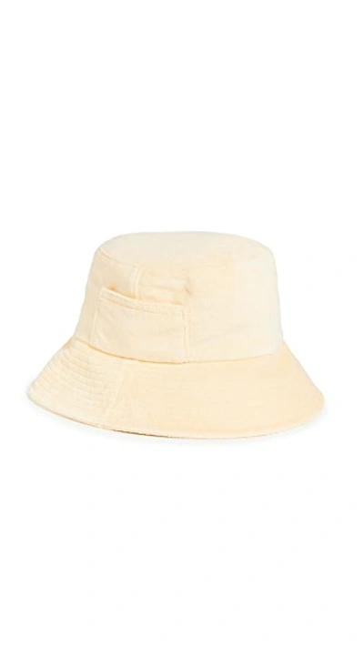 Shop Lack Of Color Terry Cloth Wave Bucket Hat In Yellow Terry