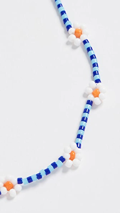 Shop Roxanne Assoulin Daisy Beaded Necklace In Blue/white